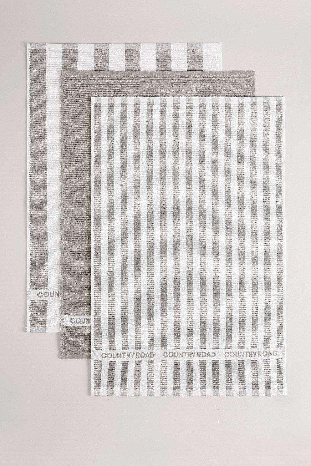 CR Stripe Tea Towel - Mid Grey