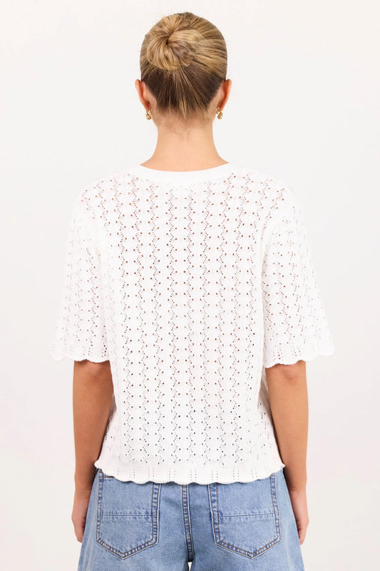 Dainty Ivory Lace Knit Tee