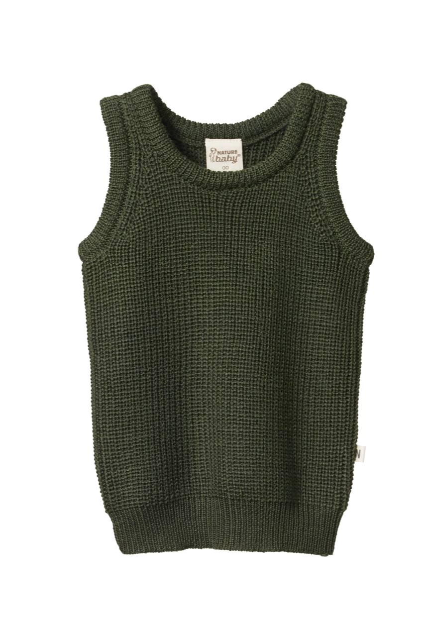 Merino Knit Vest - Thyme