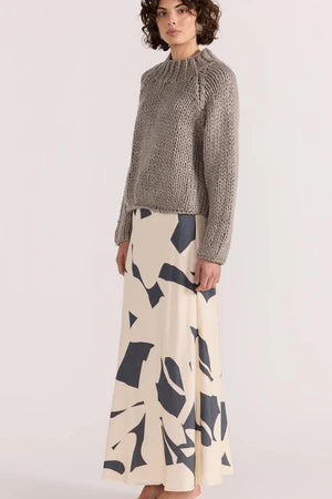 Aura Bias Midi Skirt - Abstrat