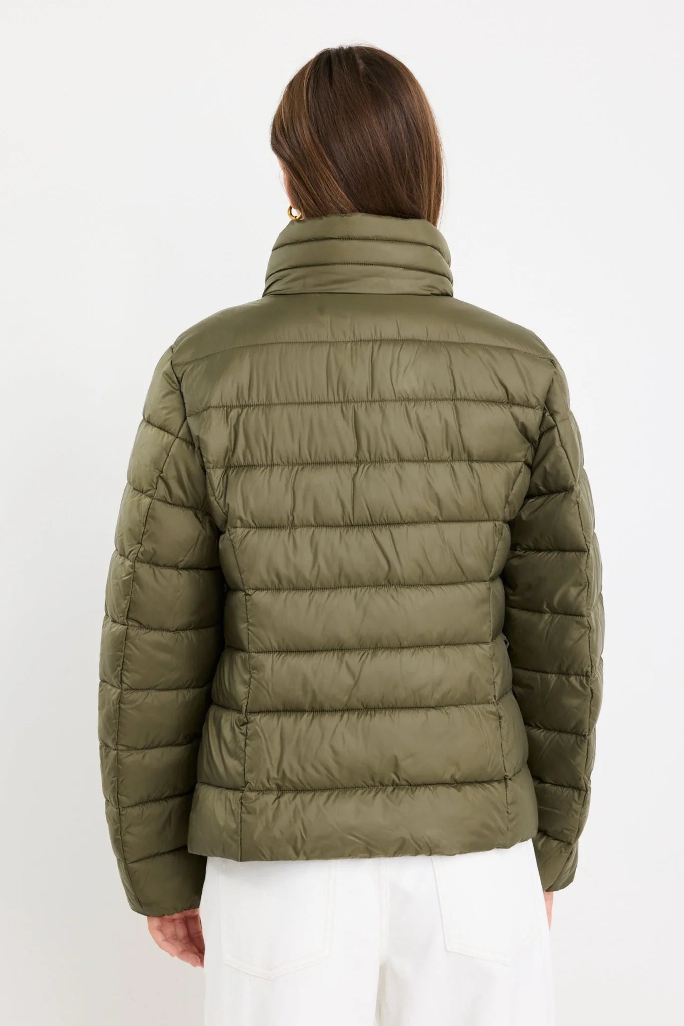 Caption Khaki Slimline Drawcord Puffer Jacket