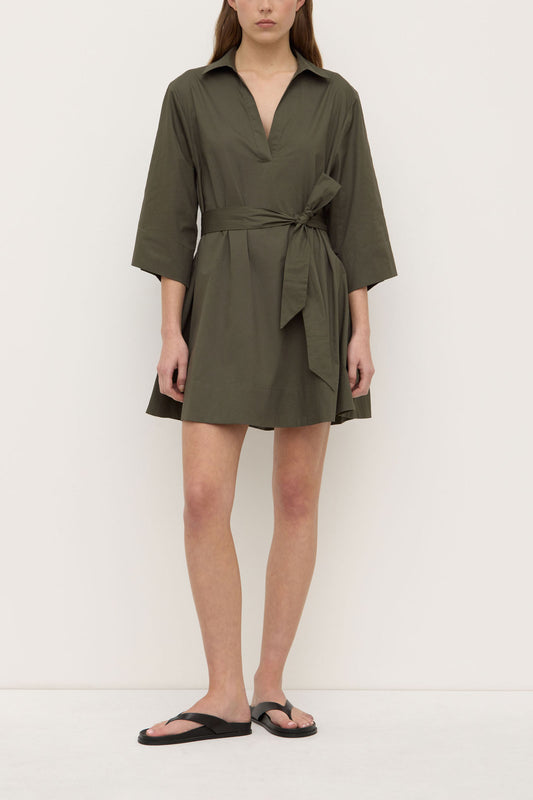 Claire Mini Shirt Dress - Moss