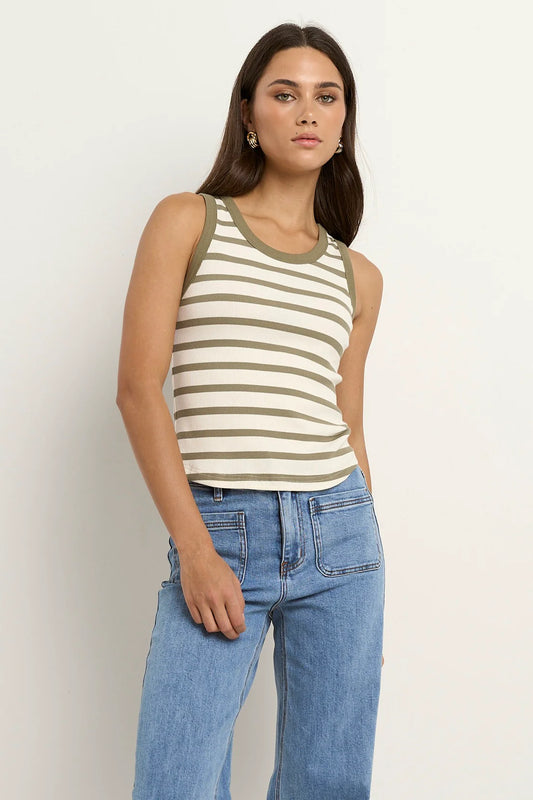 Cobble Khaki Ivory Stripe Rib