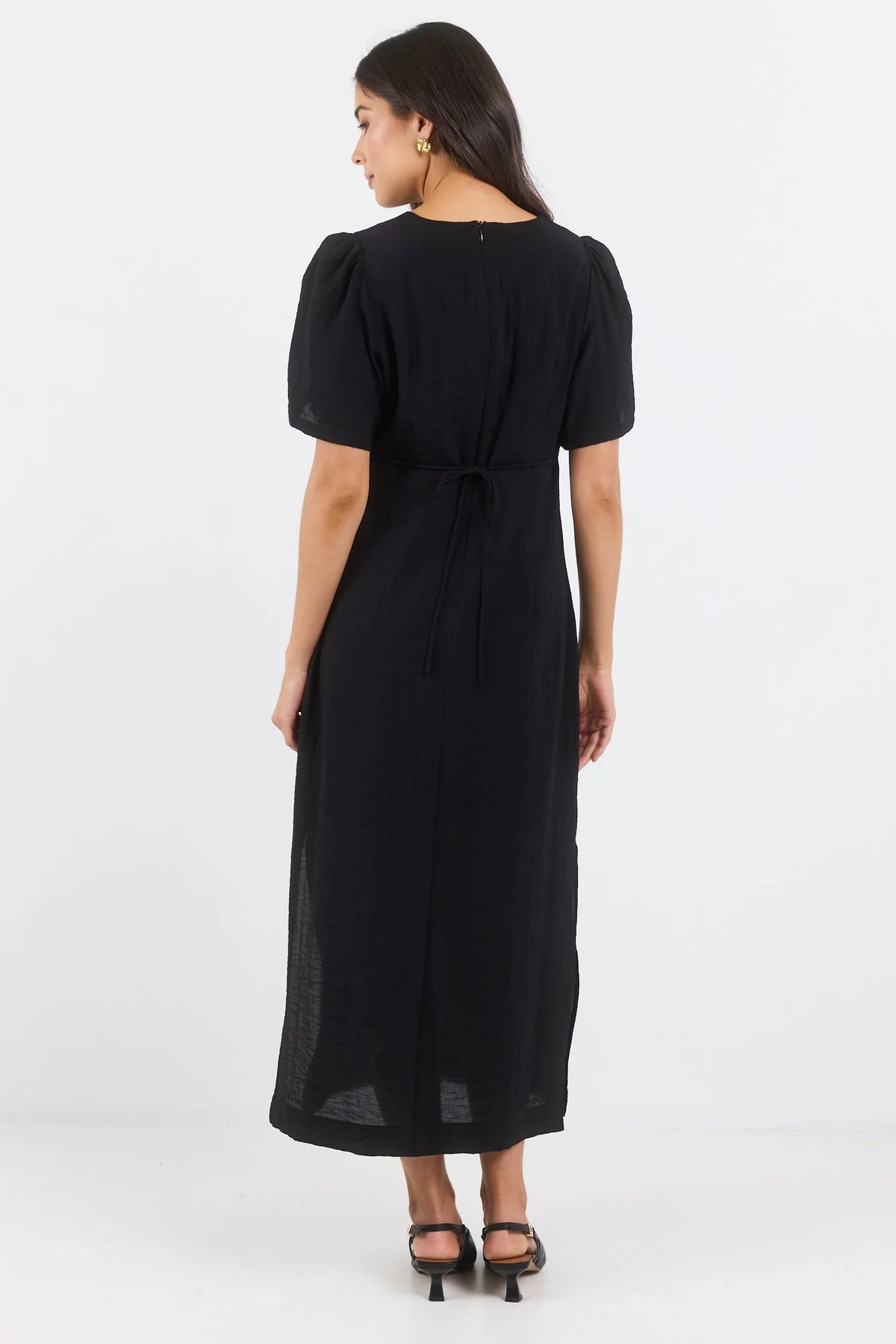 Commend Black Texture Shaped SS Maxi Dress