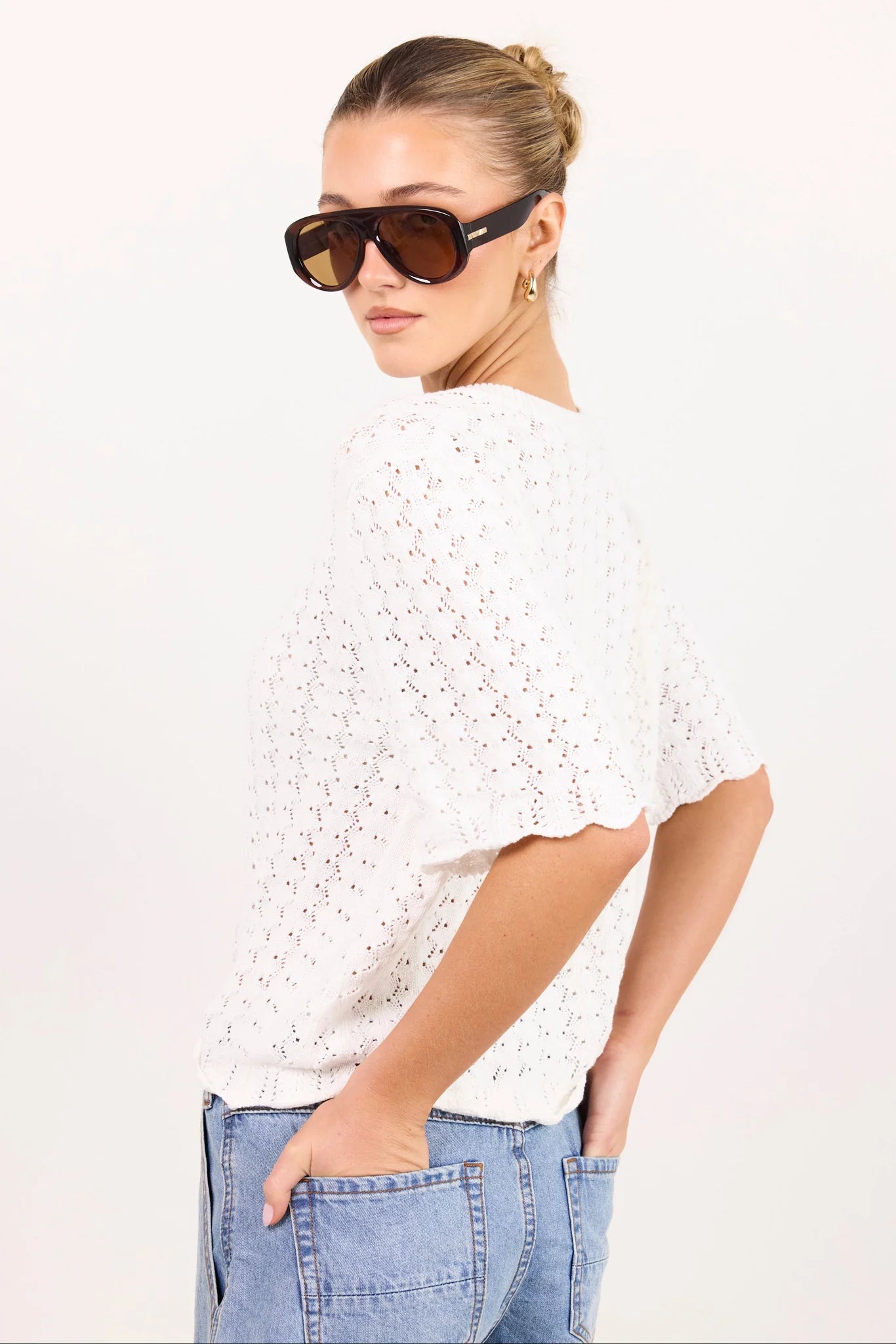 Dainty Ivory Lace Knit Tee