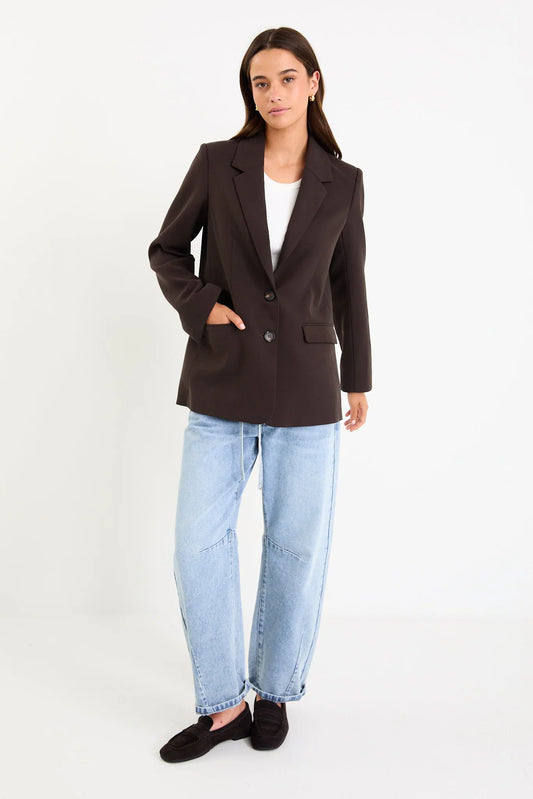 Diploma Dark Choc Two Button Blazer