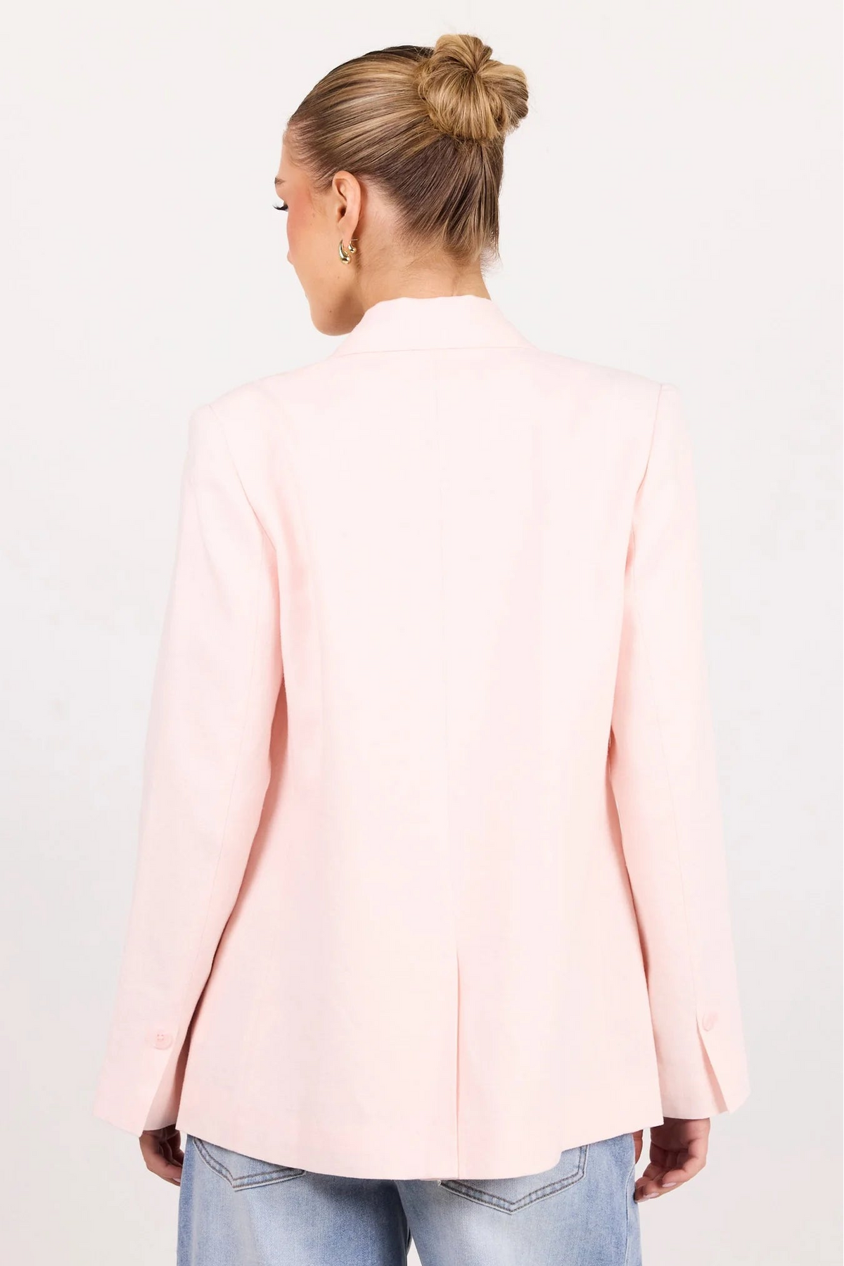 Diploma Soft Pink Linen Two Button Vent Sleeve Blazer