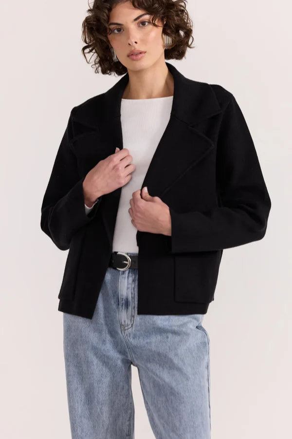 Aidan Crop Coatigan - Black