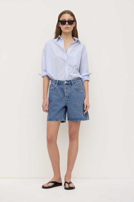 Mid Rise Vintage Denim Short - Dark Stone
