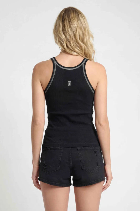 Bower Bird Rib Singlet Jet Black