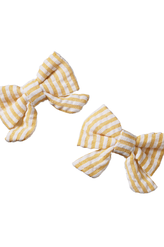 Bow Hair Clips 2pk - Golden Stripe