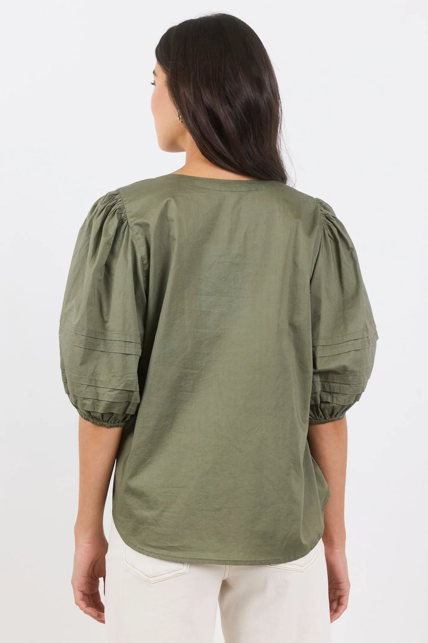 Recall Sage Pleat Short Sleeve Top