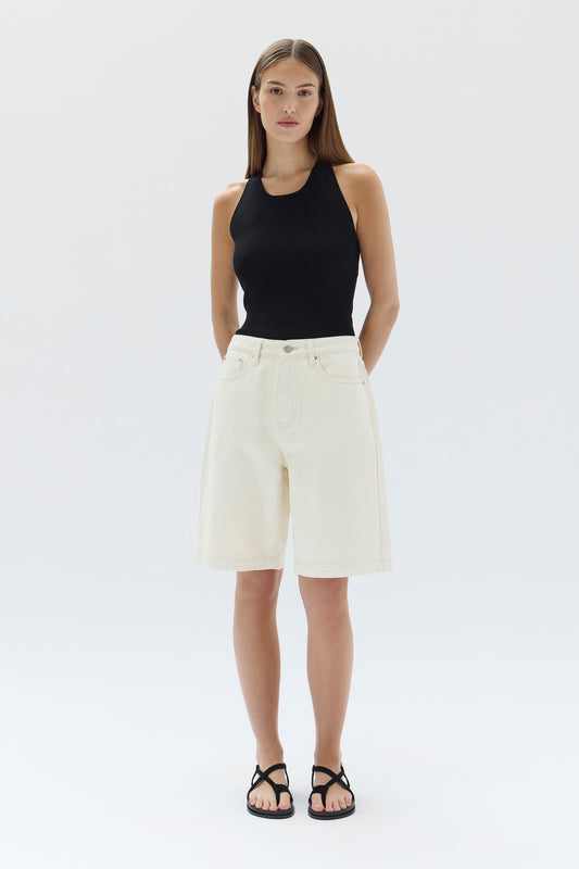 Relaxed Denim Short - Ecru