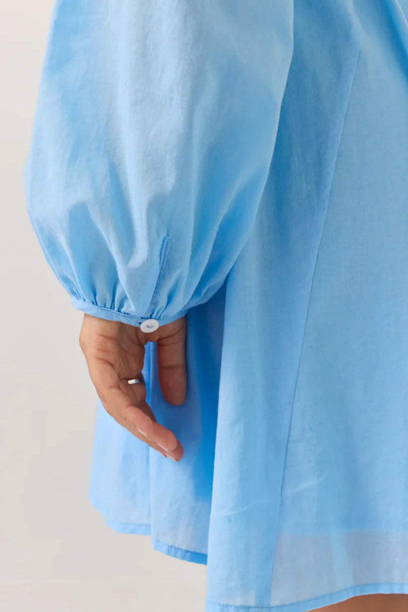 Godet Mini Dress - Sky Blue
