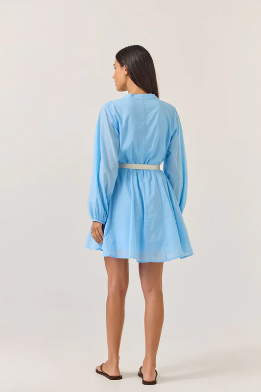 Godet Mini Dress - Sky Blue