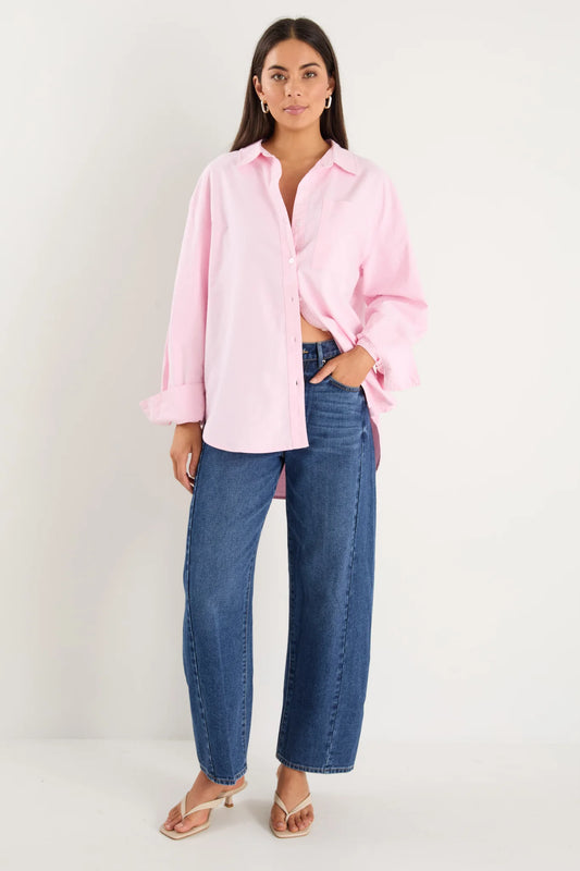 Signature Pink Oxford Oversized Boyfriend Shirt
