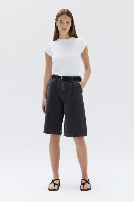 Slack Pleat Denim Short - Vintage Black