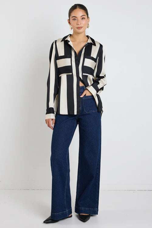 Solidify Black Sand Stripe Blouse