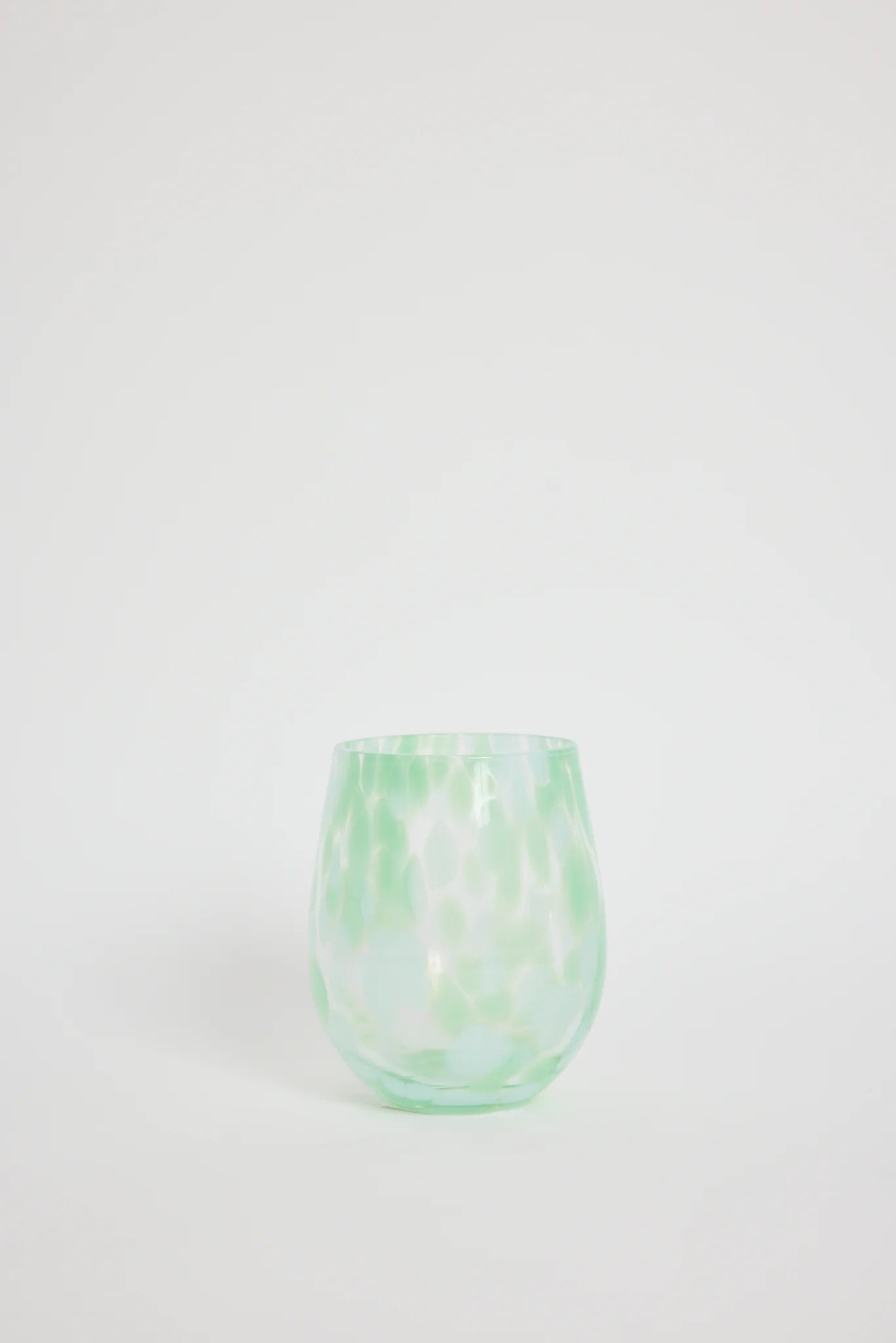 Stemless Green Aqua Wine Glass