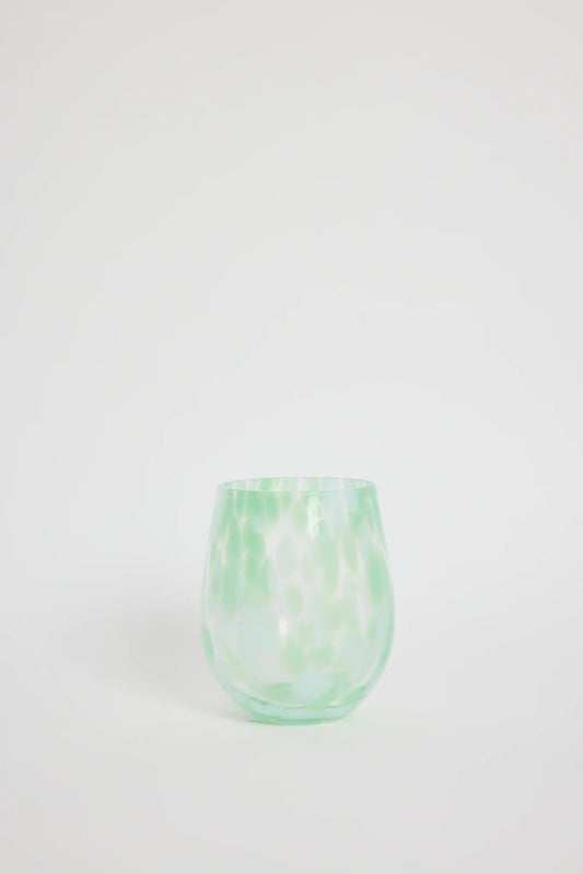 Stemless Green Aqua Wine Glass