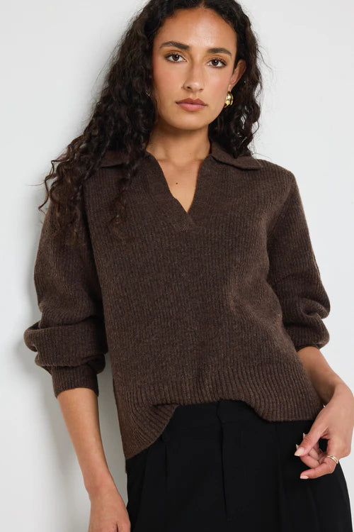 Truth Chocolate Collar Chunky Knit Jumper