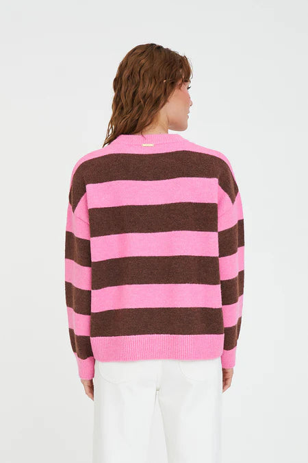 Kenzie Knit Crew - Petal / Chestnut