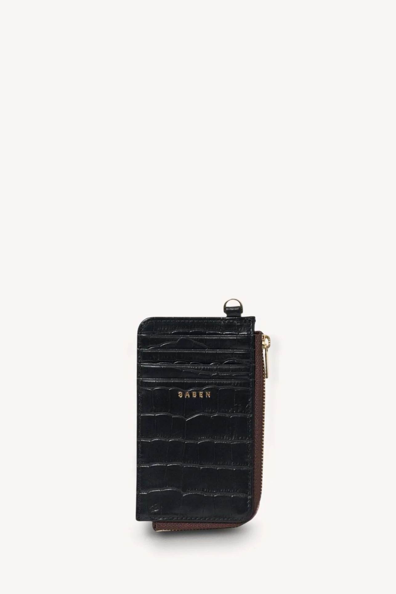 Winona Card Holder - Black Croc