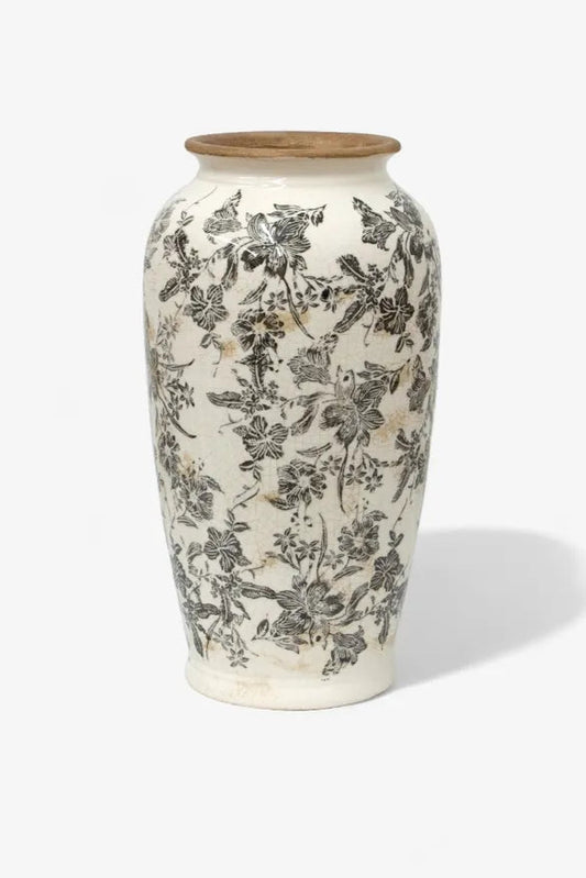 Black Floral Vase Large