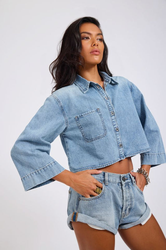 Gracie Cropped Denim Shirt