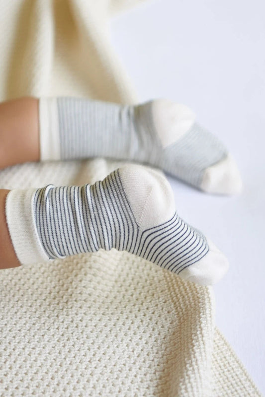 Organic Cotton Socks - Raspberry / Navy Stripe