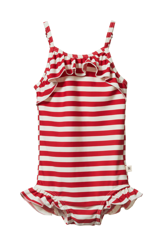 Frill Swimsuit - Red Sea Stripe