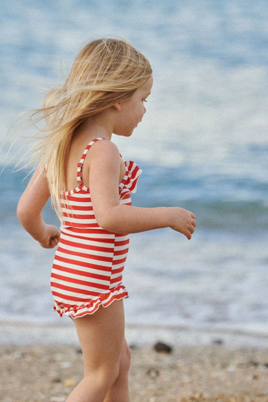 Frill Swimsuit - Red Sea Stripe