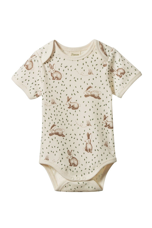 Short Sleeve Bodysuit - Rabbity Print