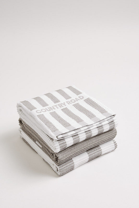 CR Stripe Tea Towel - Mid Grey