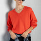 Harvest Blood Orange V Neck Knit Jumper