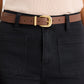Dark Brown Gold Buckle Leather Belt