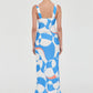 Evelyn Cupro Panel Dress - Wave Print