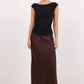 Bliss Dark Chocolate Linen Bias Midi Skirt