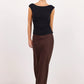 Bliss Dark Chocolate Linen Bias Midi Skirt