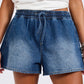 Boxer Drawstring Waist Denim Short