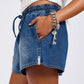 Boxer Drawstring Waist Denim Short