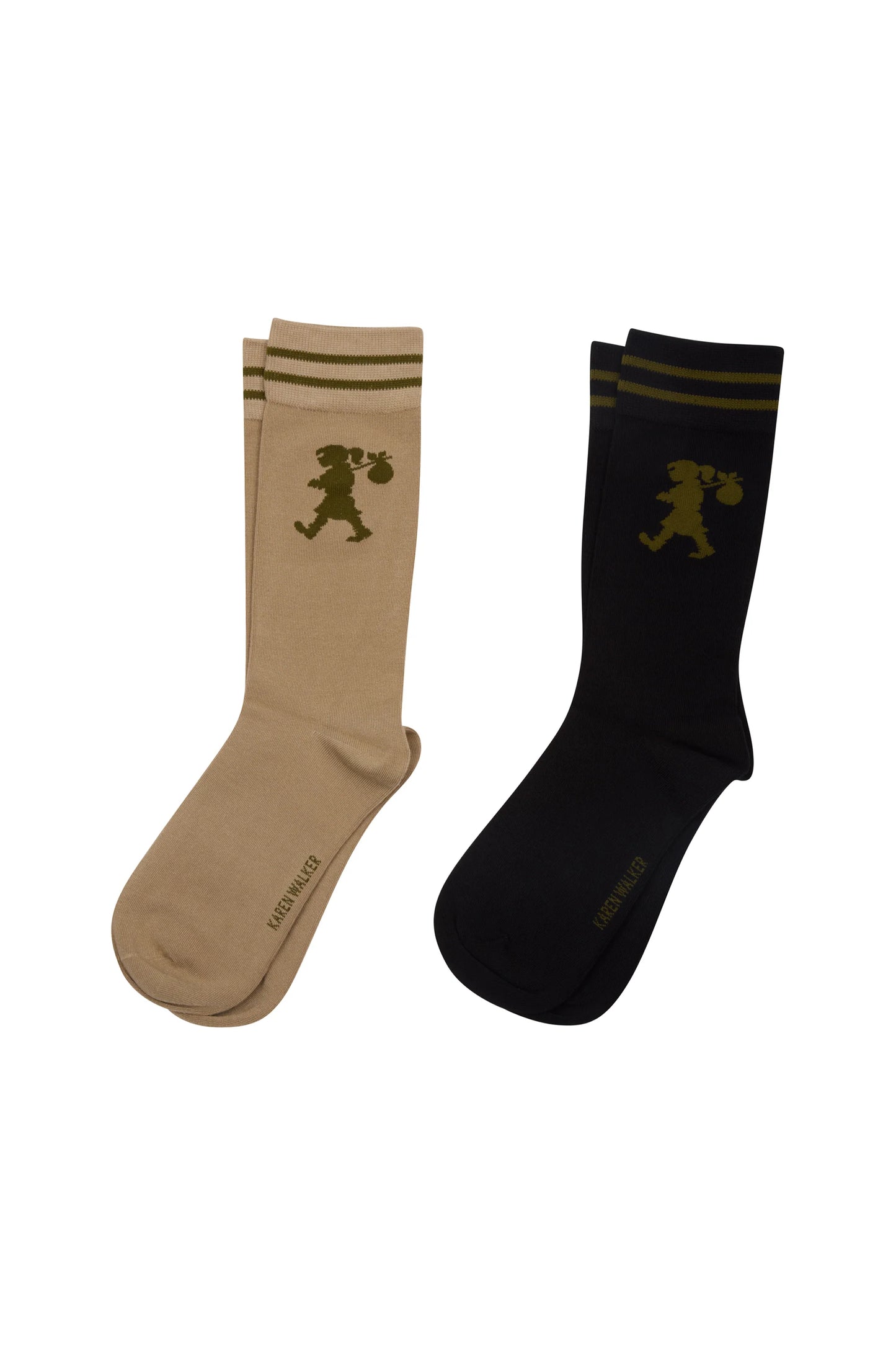 Runaway Socks 2pk - Black/Sesame