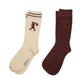 Runaway Socks 2pk - Cream/Mahogany