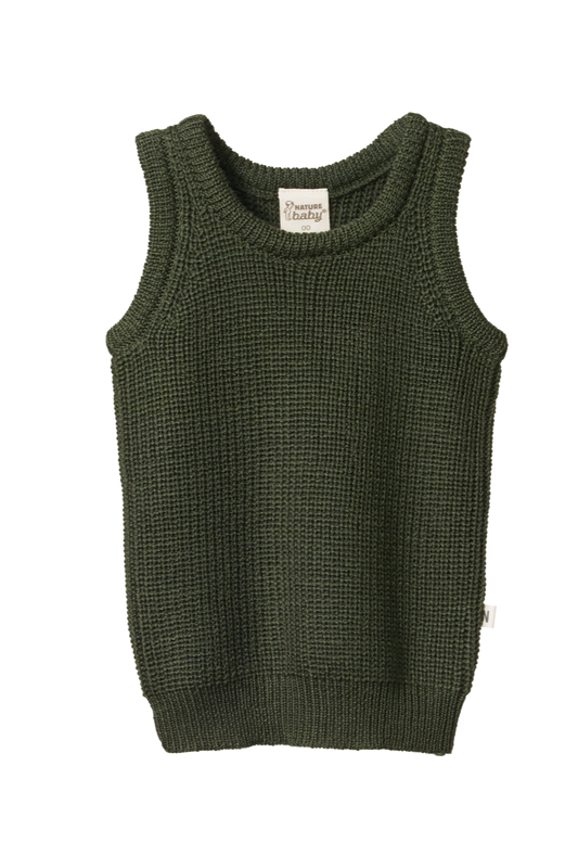 Merino Knit Vest - Thyme