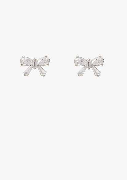 Bow Sparkle Earring - Silver
