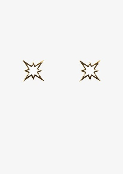 Gold Star Earring - White