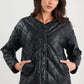 Apex Black Leather Collarless Quilted Puffer Jacket