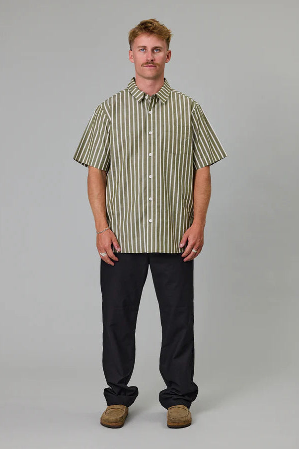 Ballast SS Shirt - Khaki Strip