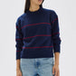Beau Wool Merino Knit - Navy/ Dark Cherry Stripe