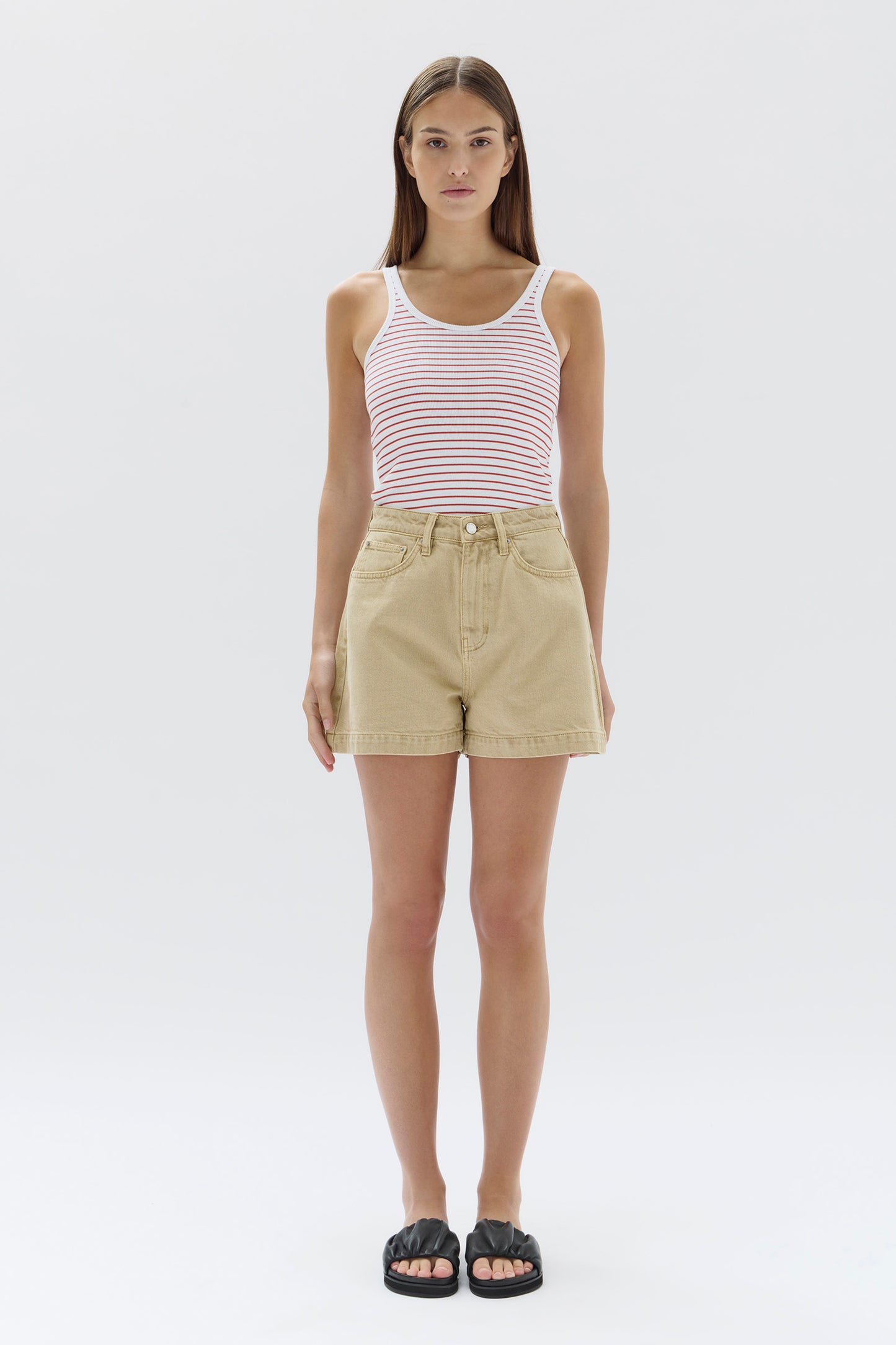 Boxy Denim Short - Tan